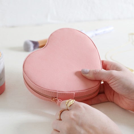 Pink Heart Travel Jewellery Case