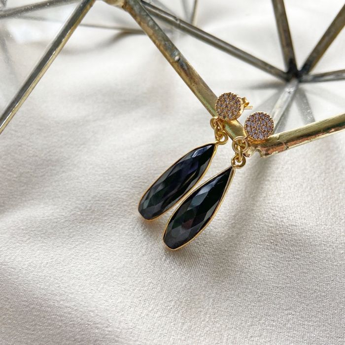 Boucles d'oreilles puces Dropstone - Onyx Noir