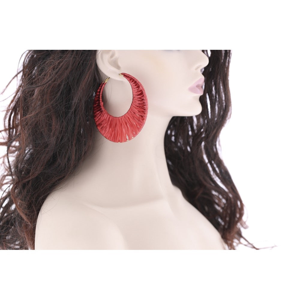 Large Raffia Hoop Earrings