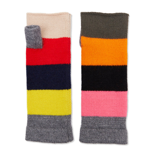 Cashmere Colour Block Wrist Warmers - Multi