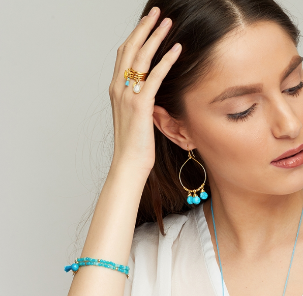 Boucles d'oreilles en forme de larme turquoise