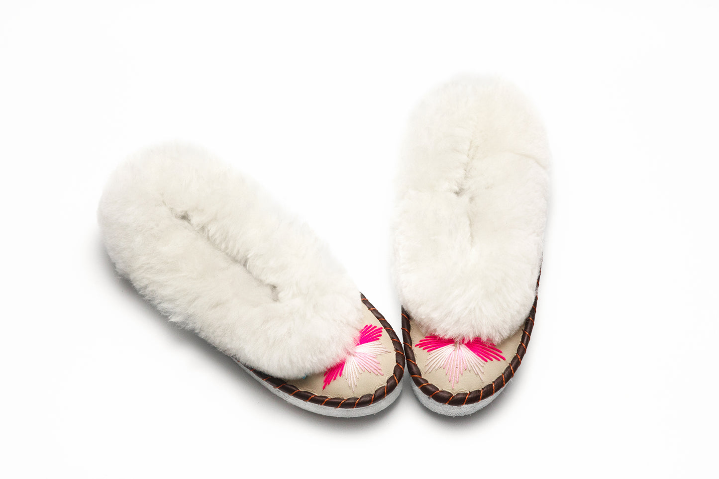Slippers - Bright Pink Embroidery