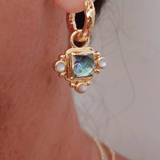 Boucles d'oreilles créoles pendantes en amazonite