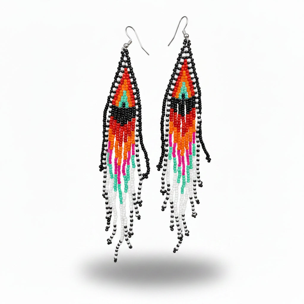 Seed Beads Fringe Dangle Earrings