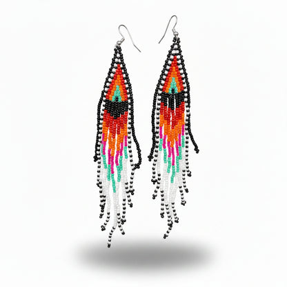 Seed Beads Fringe Dangle Earrings