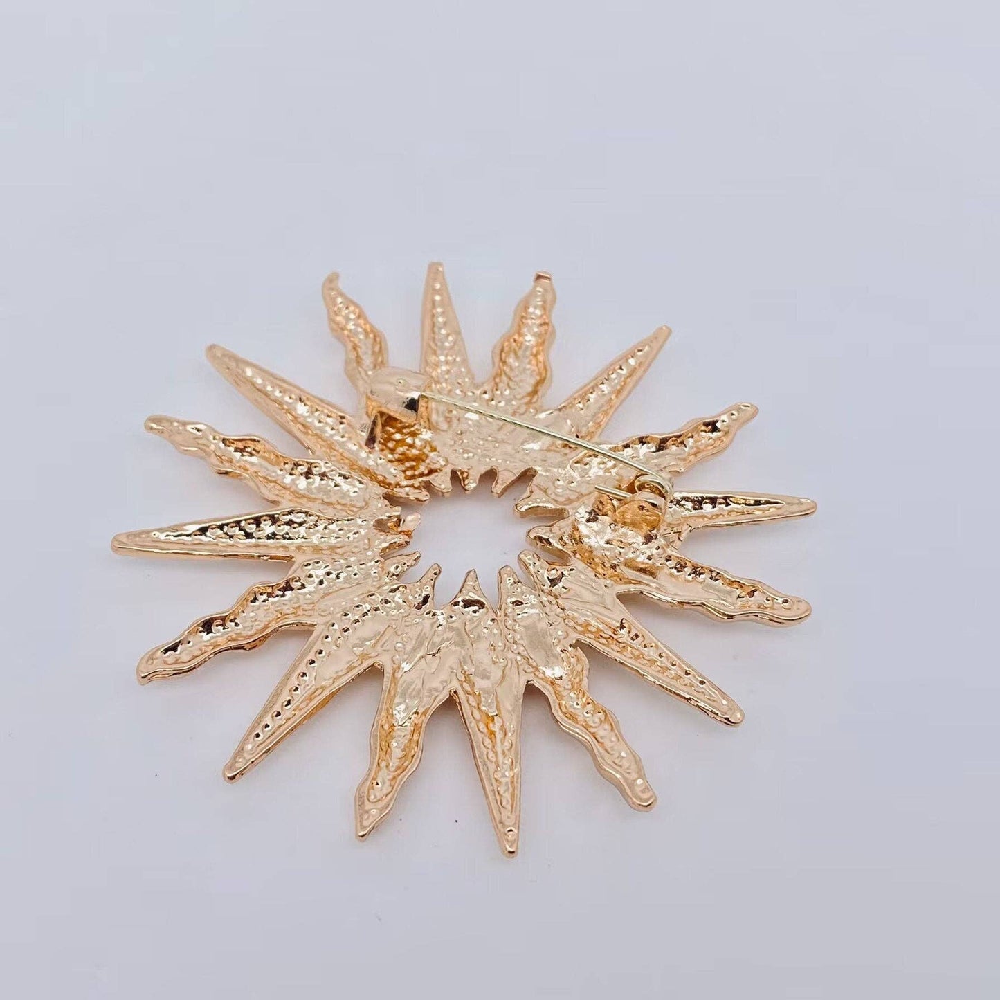 Vintage Metal Hollow Sun Brooch