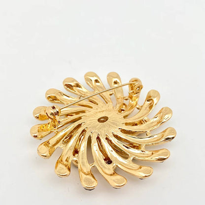 Green Rhinestone Hollow Flower Shape Brooch