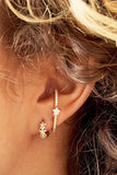 Delicate Diamanté Flower Hoops - Silver