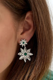 Gold/Green Flower Earrings