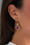 Boucles d'oreilles Love Heart violettes