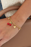 Pulsera con dije de cereza - Oro