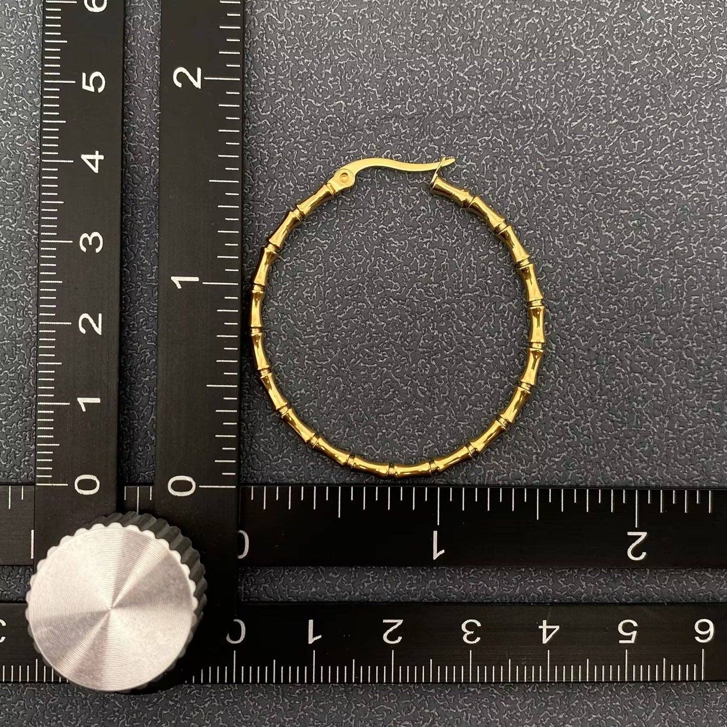 Thin Golden Bamboo Hoop Earrings