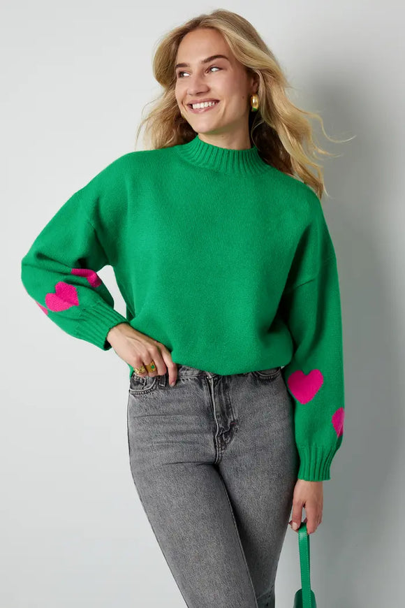 Heart Sleeve Jumper -Green