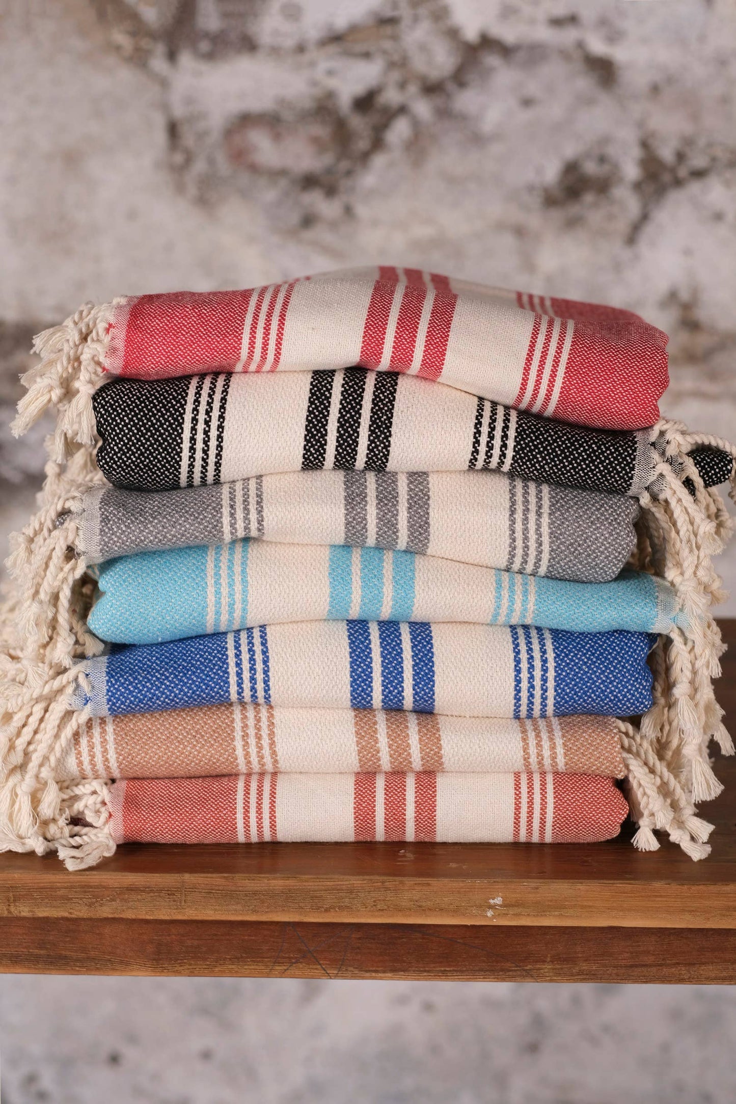 Striped Turkish Cotton Peshtemal Bath Beach Gym Spa Towel - Blue