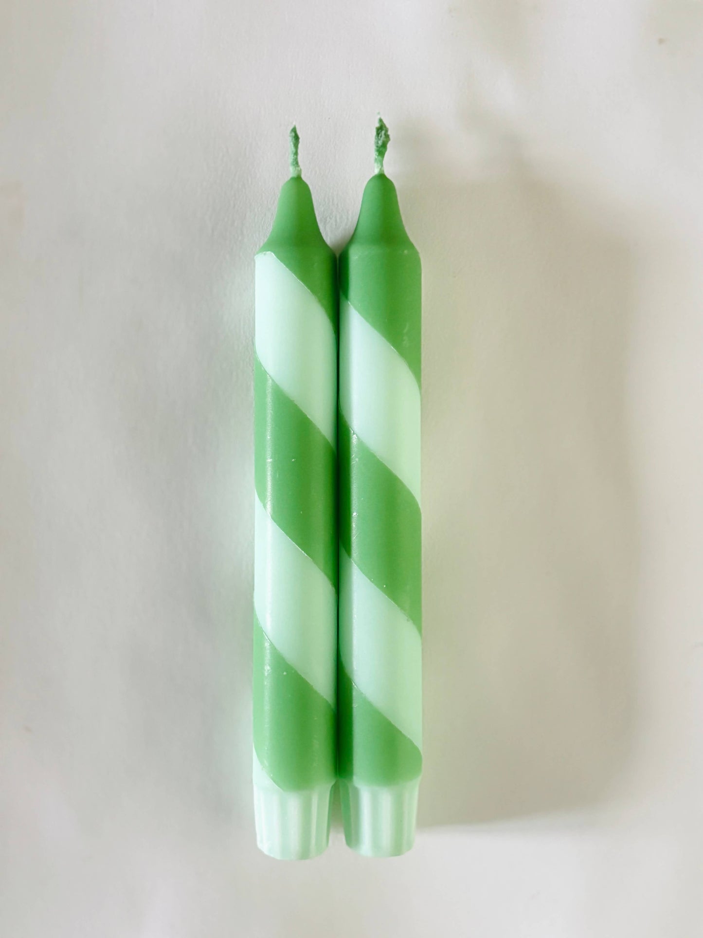 Hand Dipped Colourful Green Stripe Candy Cane Candles