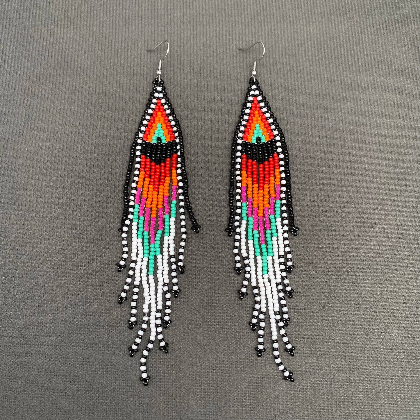 Seed Beads Fringe Dangle Earrings