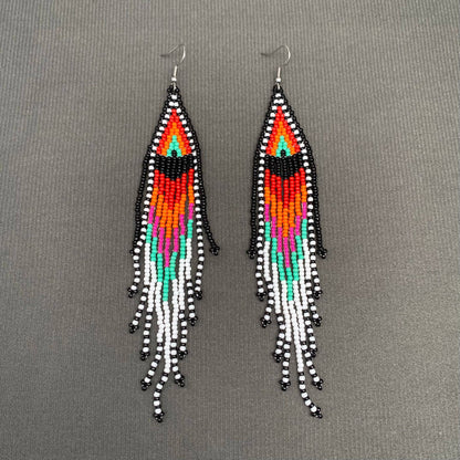 Seed Beads Fringe Dangle Earrings