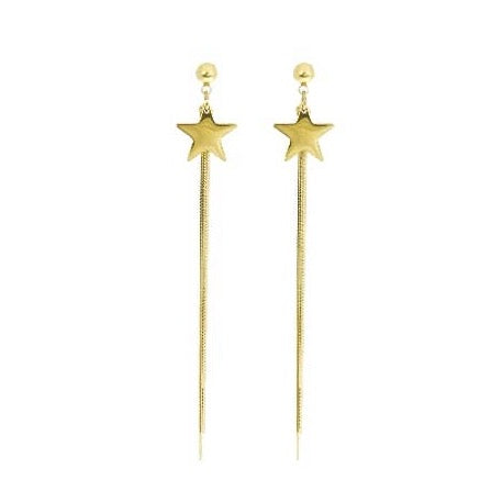 Gold Star and Chain Tassel Earrings