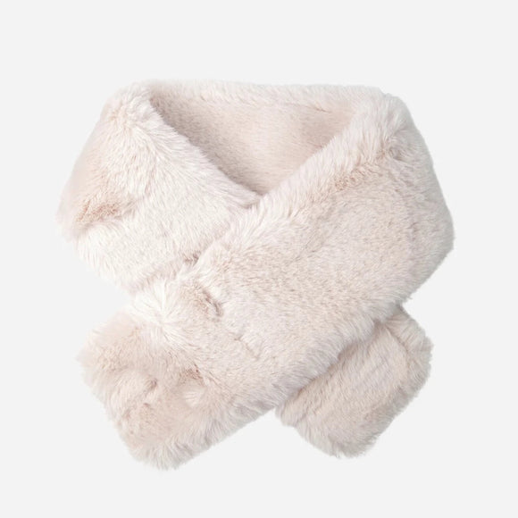 Short faux fur scarf - Cream