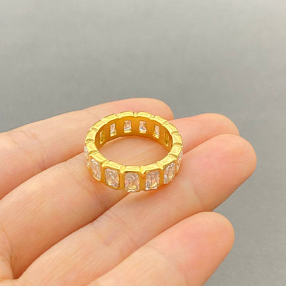Rectangular  Zircon 18K Gold Plated Ring