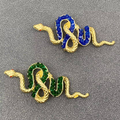 Metal Snake Brooch: Green