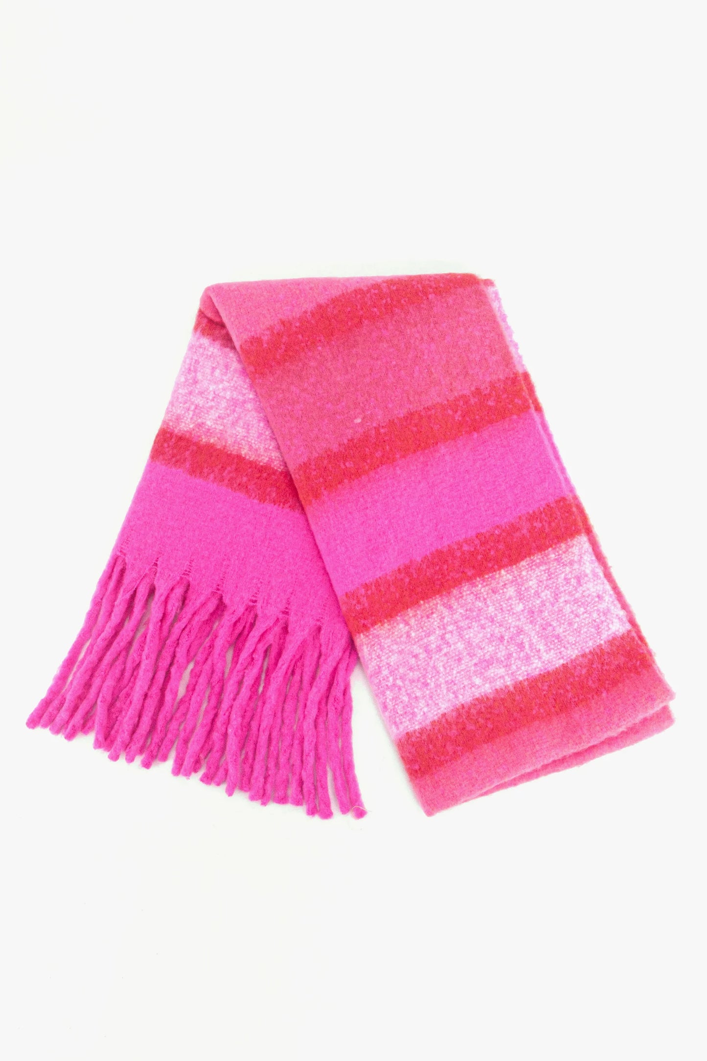 Heavyweight Scarf - Fuchsia, Colour Block Stripe