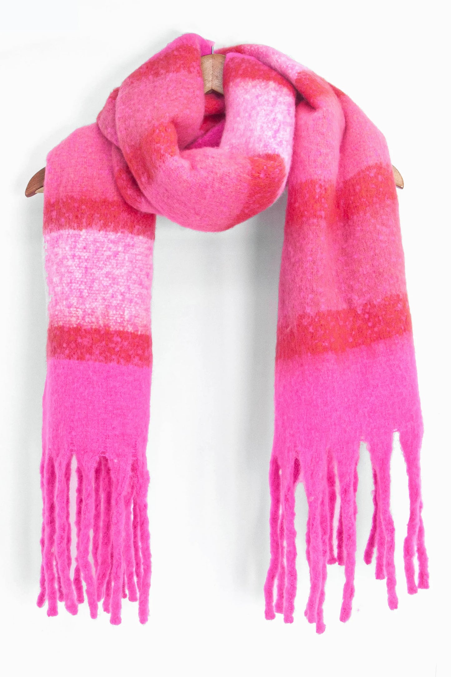Heavyweight Scarf - Fuchsia, Colour Block Stripe