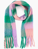 Checked Blanket Scarf - Green/Lilac