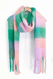 Checked Blanket Scarf - Green/Lilac