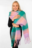 Checked Blanket Scarf - Green/Lilac