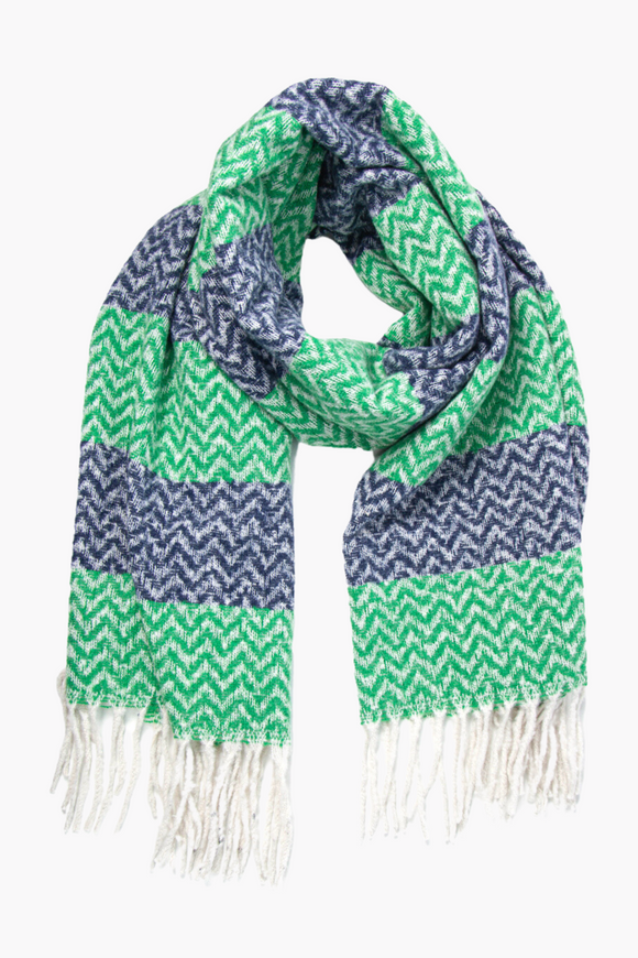 Green and Navy Stripe Heavyweight Scarf