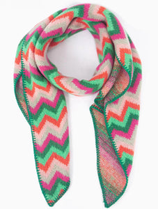 Heavyweight Scarf - Green/Fuchsia, Zig Zag