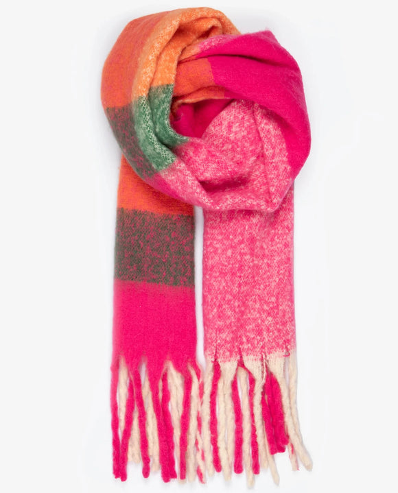 Heavyweight Scarf - Hot Pink/Green, Square Colour Block