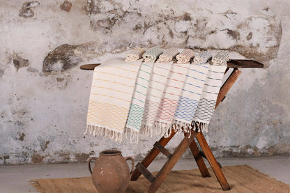 Peshtemal Hand Towel - Blue and Cream Stripe