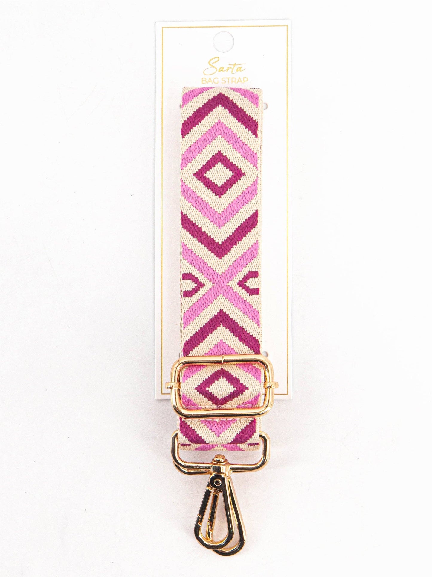 Woven Bag Strap - Pink, Aztec