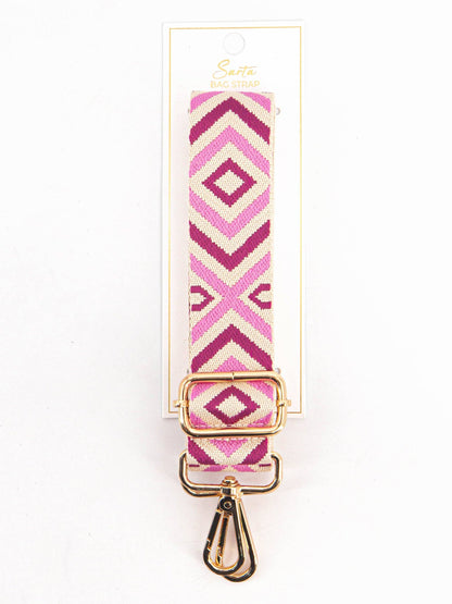 Woven Bag Strap - Pink, Aztec