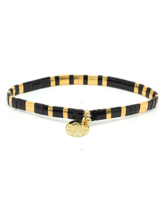 Pulsera de mosaico de vidrio. - Negro