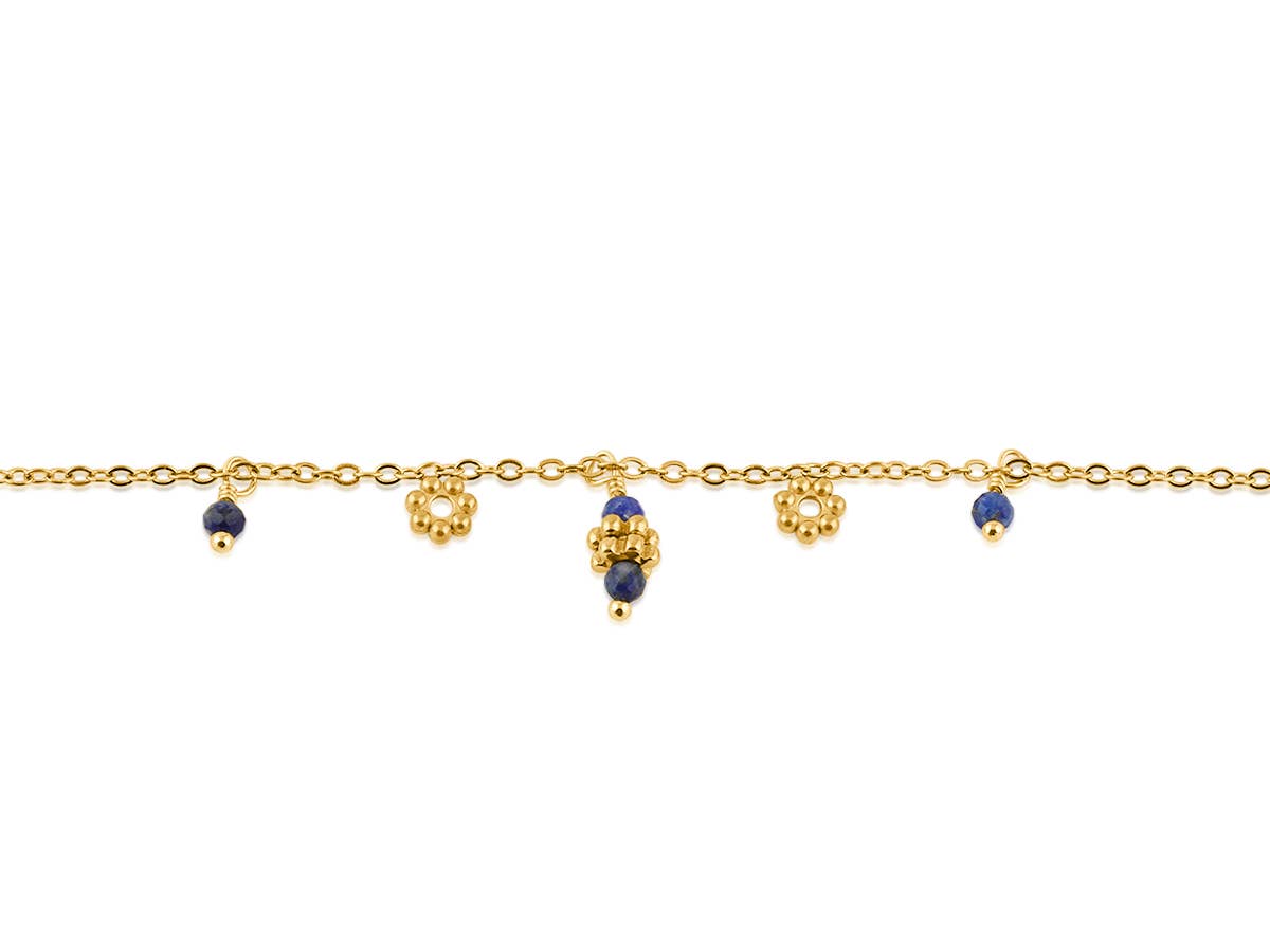 Tiny Charm Bracelet - Blue and Gold
