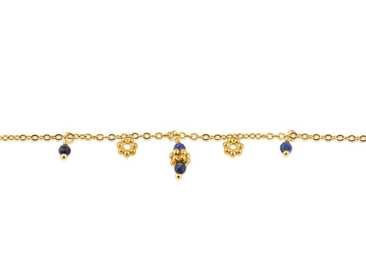 Tiny Charm Bracelet - Blue and Gold