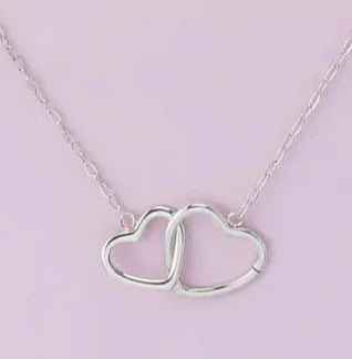 Linked Hearts Necklace - Silver