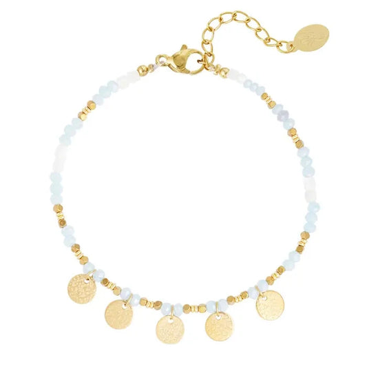 Anklet with coin charms - light blue