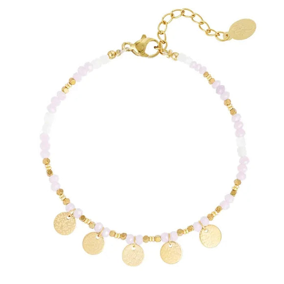 Anklet with coin charms - pale pink