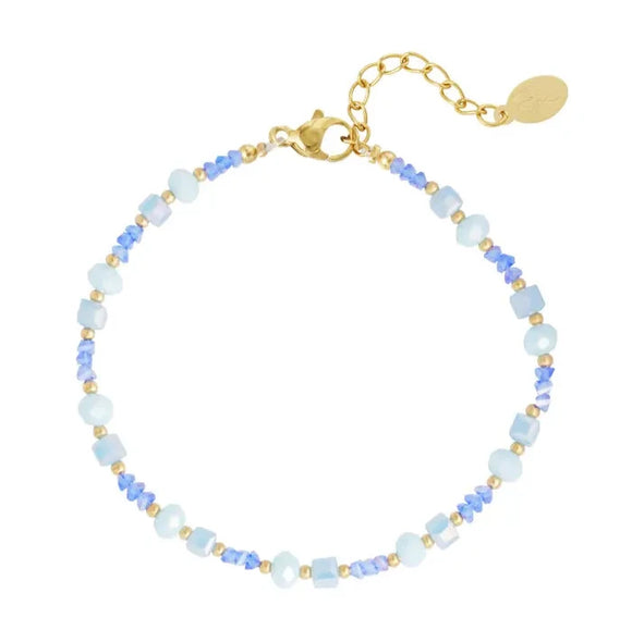 Bracelet de cheville en perles bleu clair