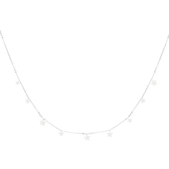 Collar con dijes de estrellas - Plata