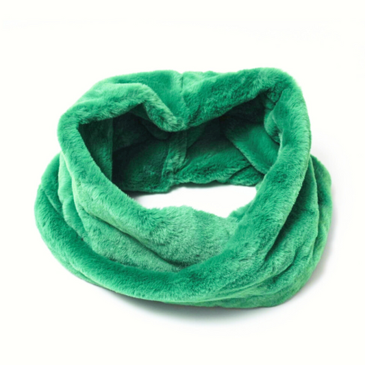 Écharpe tube en fausse fourrure – Vert vif