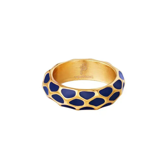 Anillo con estampado de jirafa, color azul