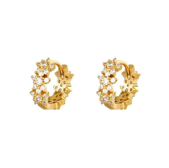 Star rhinestone hoop earrings - Gold