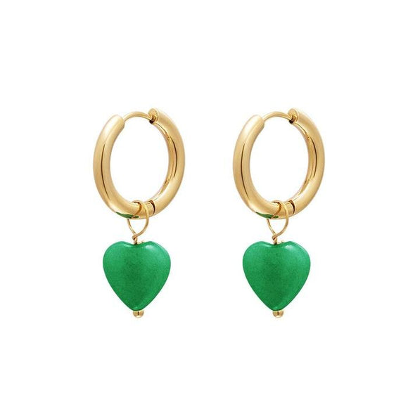 Pendientes de corazón con forma de gota - Verde