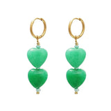 2 Hearts Earrings - Green