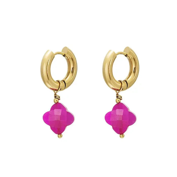 Pink Clover Earrings